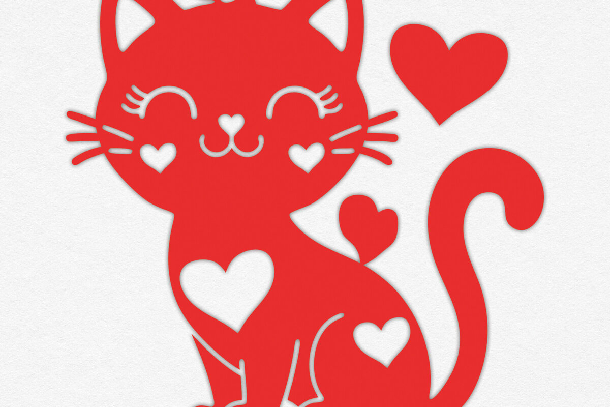 Intra απο ξύλο plywood 3mm-4mm πάχος – Valentine Cat Design 15 Δίασταση  40x30 cm INTRAFABR-115521553