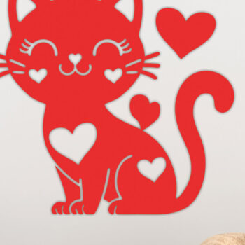 Intra απο ξύλο plywood 3mm-4mm πάχος – Valentine Cat Design 15 Δίασταση  40x30 cm INTRAFABR-115521553 - Image 2