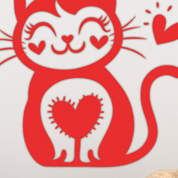 Intra απο ξύλο plywood 3mm-4mm πάχος – Valentine Cat Design 16 Δίασταση  40x30 cm INTRAFABR-115766421 - Image 2