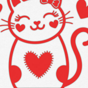 Intra απο ξύλο plywood 3mm-4mm πάχος – Valentine Cat Design 17 Δίασταση  40x30 cm INTRAFABR-115766512 - Image 1