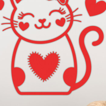 Intra απο ξύλο plywood 3mm-4mm πάχος – Valentine Cat Design 17 Δίασταση  40x30 cm INTRAFABR-115766512 - Image 3