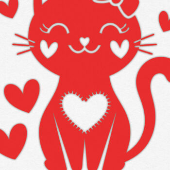 Intra απο ξύλο plywood 3mm-4mm πάχος – Valentine Cat Design 18 Δίασταση  40x30 cm INTRAFABR-115766583 - Image 1
