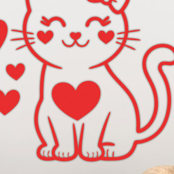 Intra απο ξύλο plywood 3mm-4mm πάχος – Valentine Cat Design 19 Δίασταση  40x30 cm INTRAFABR-115766609 - Image 1