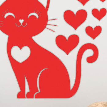 Intra απο ξύλο plywood 3mm-4mm πάχος – Valentine Cat Design 5 Δίασταση  40x30 cm INTRAFABR-115373355 - Image 2
