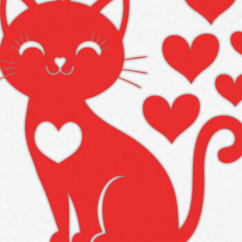 Intra απο ξύλο plywood 3mm-4mm πάχος – Valentine Cat Design 5 Δίασταση  40x30 cm INTRAFABR-115373355 - Image 3