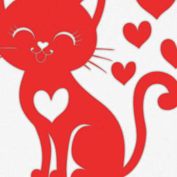 Intra απο ξύλο plywood 3mm-4mm πάχος – Valentine Cat Design 6 Δίασταση  40x30 cm INTRAFABR-115373485 - Image 1