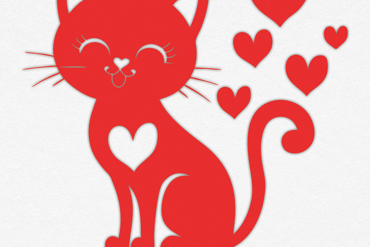 Intra απο ξύλο plywood 3mm-4mm πάχος – Valentine Cat Design 6 Δίασταση  40x30 cm INTRAFABR-115373485