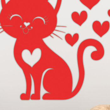 Intra απο ξύλο plywood 3mm-4mm πάχος – Valentine Cat Design 6 Δίασταση  40x30 cm INTRAFABR-115373485 - Image 2