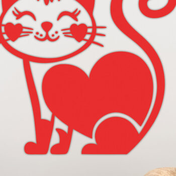 Intra απο ξύλο plywood 3mm-4mm πάχος – Valentine Cat Design 7 Δίασταση  40x30 cm INTRAFABR-115462976 - Image 2
