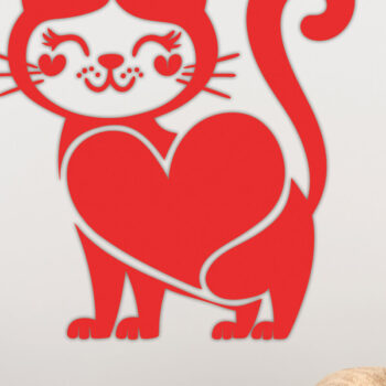 Intra απο ξύλο plywood 3mm-4mm πάχος – Valentine Cat Design 8 Δίασταση  40x30 cm INTRAFABR-115463017 - Image 1
