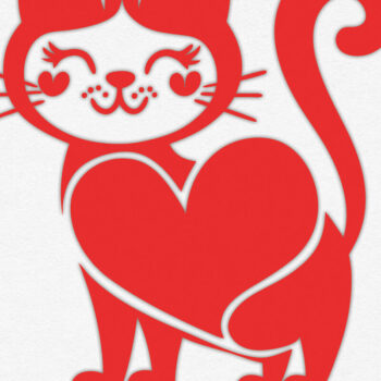 Intra απο ξύλο plywood 3mm-4mm πάχος – Valentine Cat Design 8 Δίασταση  40x30 cm INTRAFABR-115463017 - Image 2
