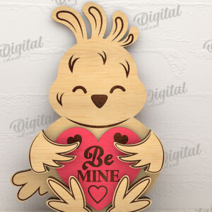 Intra απο ξύλο plywood 3mm-4mm πάχος – Κοτόπουλο Valentine με καρδιάς Δίασταση  20x20 cm INTRAFABR-114206062