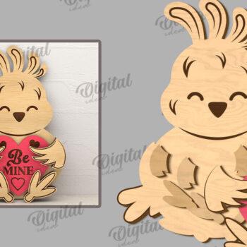 Intra απο ξύλο plywood 3mm-4mm πάχος – Κοτόπουλο Valentine με καρδιάς Δίασταση  20x20 cm INTRAFABR-114206062 - Image 2