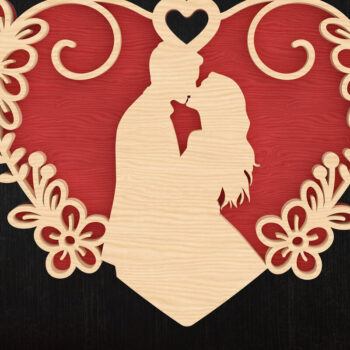 Intra απο ξύλο plywood 3mm-4mm πάχος – Valentine Couple Heart Design Δίασταση  40x30 cm INTRAFABR-113317219 - Image 1