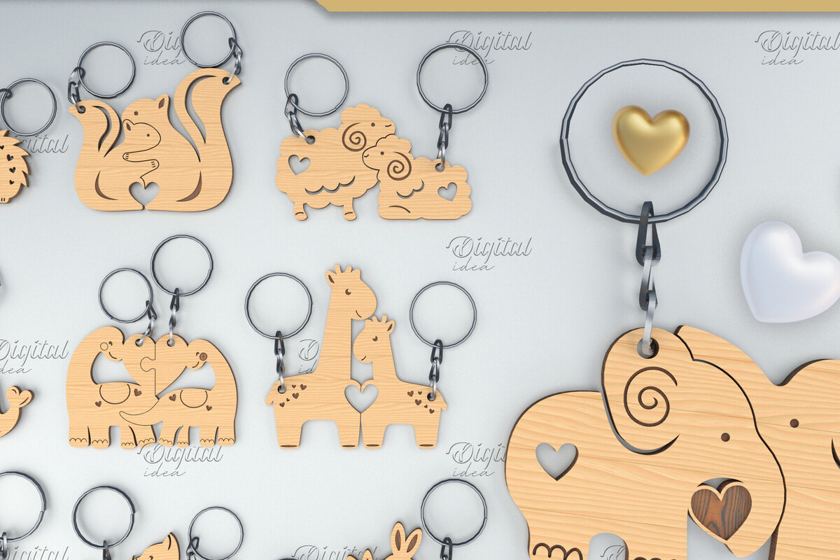 Intra απο ξύλο plywood 3mm-4mm πάχος – Πακέτο μπρελόκ για ζευγάρια Valentine Laser Δίασταση  5x5 cm INTRAFABR-84107695