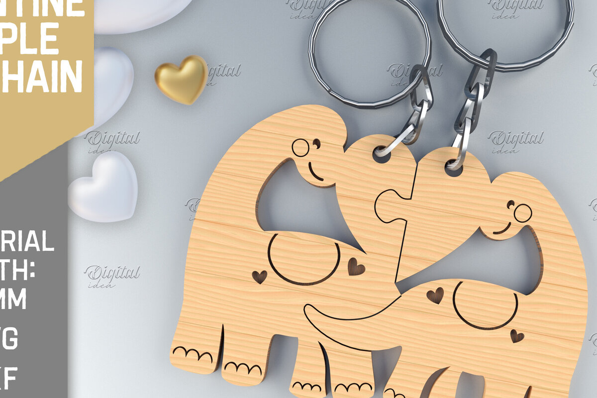 Intra απο ξύλο plywood 3mm-4mm πάχος – Μπρελόκ για ζευγάρια Αγίου Βαλεντίνου. Dino Δίασταση  5x5 cm INTRAFABR-84105790