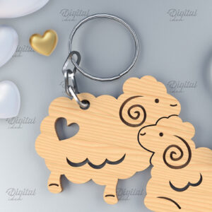 Intra απο ξύλο plywood 3mm-4mm πάχος – Μπρελόκ για ζευγάρια Αγίου Βαλεντίνου. Πρόβατα Δίασταση  5x5 cm INTRAFABR-84106606