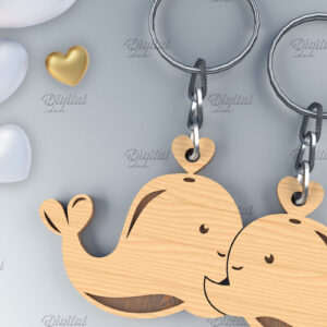 Intra απο ξύλο plywood 3mm-4mm πάχος – Μπρελόκ για ζευγάρια Αγίου Βαλεντίνου. Φάλαινα Δίασταση  5x5 cm INTRAFABR-84106469