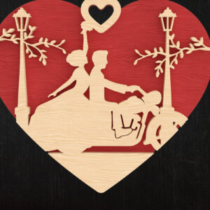 Intra απο ξύλο plywood 3mm-4mm πάχος – Ζευγάρι Αγίου Βαλεντίνου σε σκούτερ Δίασταση 20x20 cm INTRAFABR-113317249