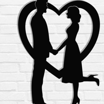 Intra απο ξύλο plywood 3mm-4mm πάχος – Valentine Couple Wall Art Cut Laser Δίασταση  40x30 cm INTRAFABR-118730652 - Image 1