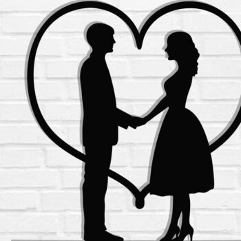 Intra απο ξύλο plywood 3mm-4mm πάχος – Valentine Couple Wall Art Cut Laser Δίασταση  40x30 cm INTRAFABR-118730283 - Image 1