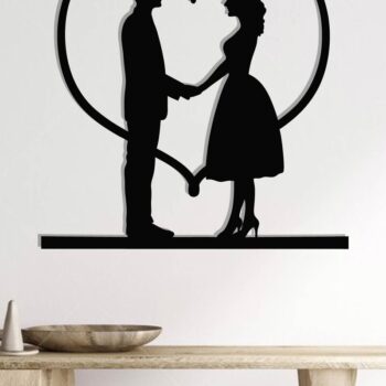 Intra απο ξύλο plywood 3mm-4mm πάχος – Valentine Couple Wall Art Cut Laser Δίασταση  40x30 cm INTRAFABR-118730283 - Image 2