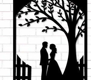 Intra απο ξύλο plywood 3mm-4mm πάχος – Κοπή λέιζερ τοίχου για ζευγάρια Valentine Δίασταση  40x30 cm INTRAFABR-112615311