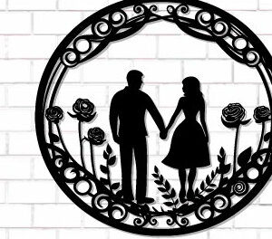 Intra απο ξύλο plywood 3mm-4mm πάχος – Κοπή λέιζερ τοίχου για ζευγάρια Valentine Δίασταση  40x30 cm INTRAFABR-112615470