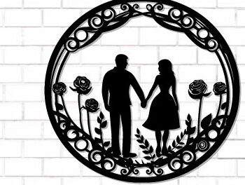 Intra απο ξύλο plywood 3mm-4mm πάχος – Κοπή λέιζερ τοίχου για ζευγάρια Valentine Δίασταση  40x30 cm INTRAFABR-112615470 - Image 1