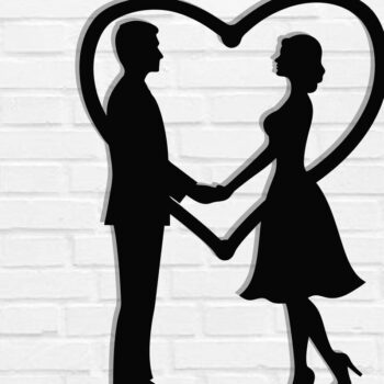 Intra απο ξύλο plywood 3mm-4mm πάχος – Κοπή λέιζερ τοίχου για ζευγάρια Valentine Δίασταση  40x30 cm INTRAFABR-118730183 - Image 1