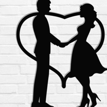 Intra απο ξύλο plywood 3mm-4mm πάχος – Κοπή λέιζερ τοίχου για ζευγάρια Valentine Δίασταση  40x30 cm INTRAFABR-118730220 - Image 1