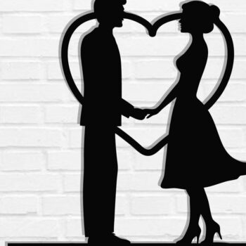 Intra απο ξύλο plywood 3mm-4mm πάχος – Κοπή λέιζερ τοίχου για ζευγάρια Valentine Δίασταση  40x30 cm INTRAFABR-118730480 - Image 1