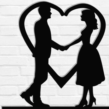 Intra απο ξύλο plywood 3mm-4mm πάχος – Κοπή λέιζερ τοίχου για ζευγάρια Valentine Δίασταση  40x30 cm INTRAFABR-118730526 - Image 1