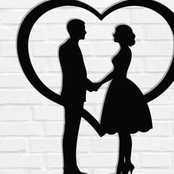 Intra απο ξύλο plywood 3mm-4mm πάχος – Κοπή λέιζερ τοίχου για ζευγάρια Valentine Δίασταση  40x30 cm INTRAFABR-118730632 - Image 1