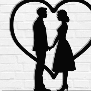 Intra απο ξύλο plywood 3mm-4mm πάχος – Κοπή λέιζερ τοίχου για ζευγάρια Valentine Δίασταση  40x30 cm INTRAFABR-118730725 - Image 1