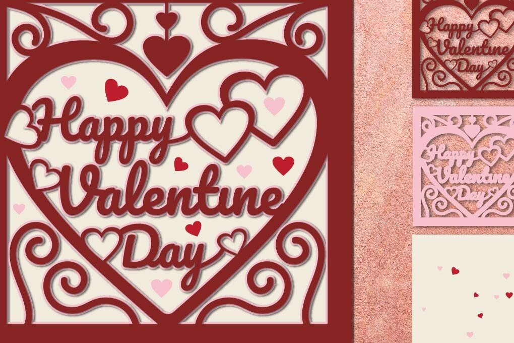 Intra απο ξύλο plywood 3mm-4mm πάχος – Κάρτα για την Ημέρα του Αγίου Βαλεντίνου - Πολυεπίπεδη κοπή χαρτιού Δίασταση  20x20 cm INTRAFABR-52886429