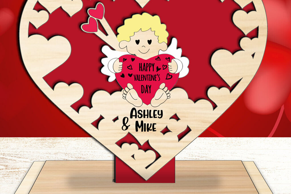 Intra απο ξύλο plywood 3mm-4mm πάχος – Ημέρα του Αγίου Βαλεντίνου Ζώδιο Ζευγάρι Έρως Αγάπη Δίασταση  20x20 cm INTRAFABR-113409235