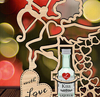 Intra απο ξύλο plywood 3mm-4mm πάχος – Θήκη μπιμπερό αγγέλου Έρως για την ημέρα του Αγίου Βαλεντίνου Δίασταση  20x20 cm INTRAFABR-103594517 - Image 1