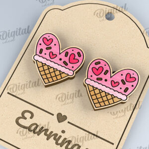 Intra απο ξύλο plywood 3mm-4mm πάχος – Σκουλαρίκια για την ημέρα του Αγίου Βαλεντίνου  κοπής με λέιζερ Δίασταση  5x5 cm INTRAFABR-110109334