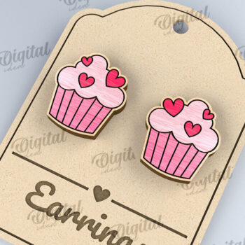 Intra απο ξύλο plywood 3mm-4mm πάχος – Σκουλαρίκια για την ημέρα του Αγίου Βαλεντίνου  κοπής με λέιζερ Δίασταση  5x5 cm INTRAFABR-110109196 - Image 1