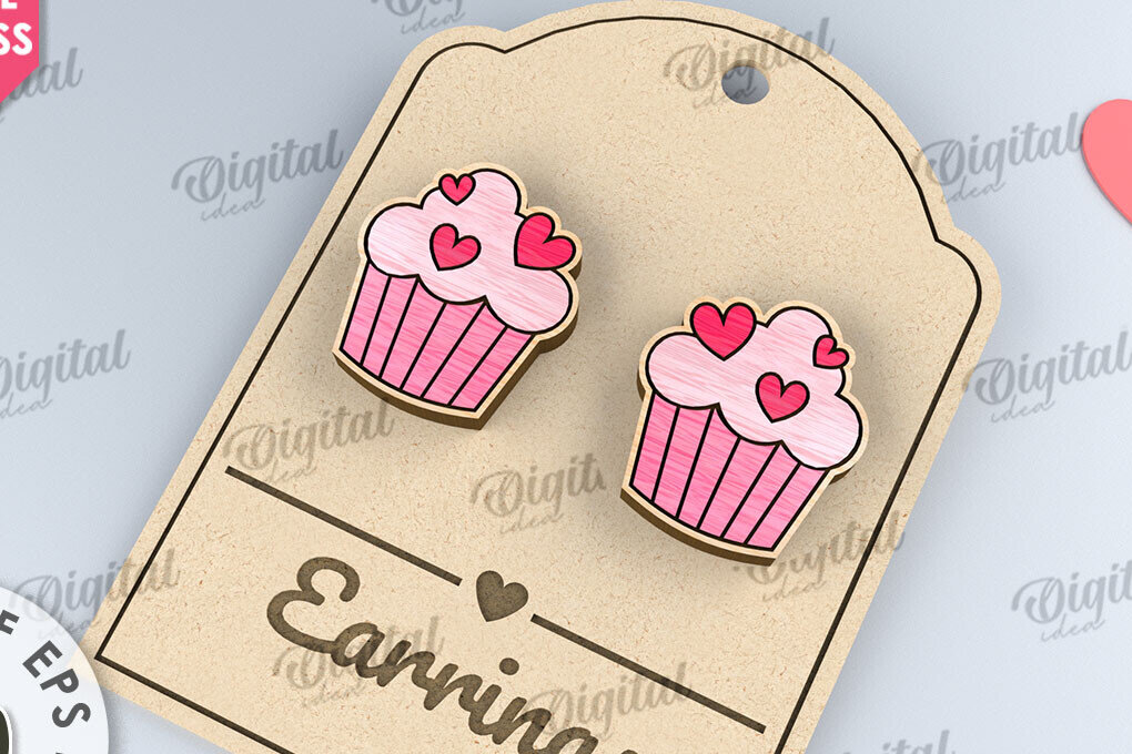 Intra απο ξύλο plywood 3mm-4mm πάχος – Σκουλαρίκια για την ημέρα του Αγίου Βαλεντίνου  κοπής με λέιζερ Δίασταση  5x5 cm INTRAFABR-110109196