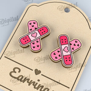 Intra απο ξύλο plywood 3mm-4mm πάχος – Σκουλαρίκια για την ημέρα του Αγίου Βαλεντίνου κοπής με λέιζερ Δίασταση 5x5 cm INTRAFABR-110109201