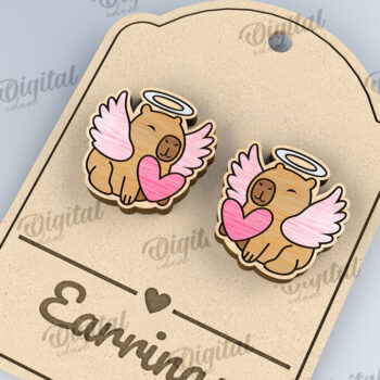 Intra απο ξύλο plywood 3mm-4mm πάχος – Σκουλαρίκια για την ημέρα του Αγίου Βαλεντίνου  κοπής με λέιζερ Δίασταση  5x5 cm INTRAFABR-110109219 - Image 1