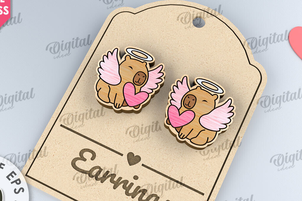 Intra απο ξύλο plywood 3mm-4mm πάχος – Σκουλαρίκια για την ημέρα του Αγίου Βαλεντίνου  κοπής με λέιζερ Δίασταση  5x5 cm INTRAFABR-110109219