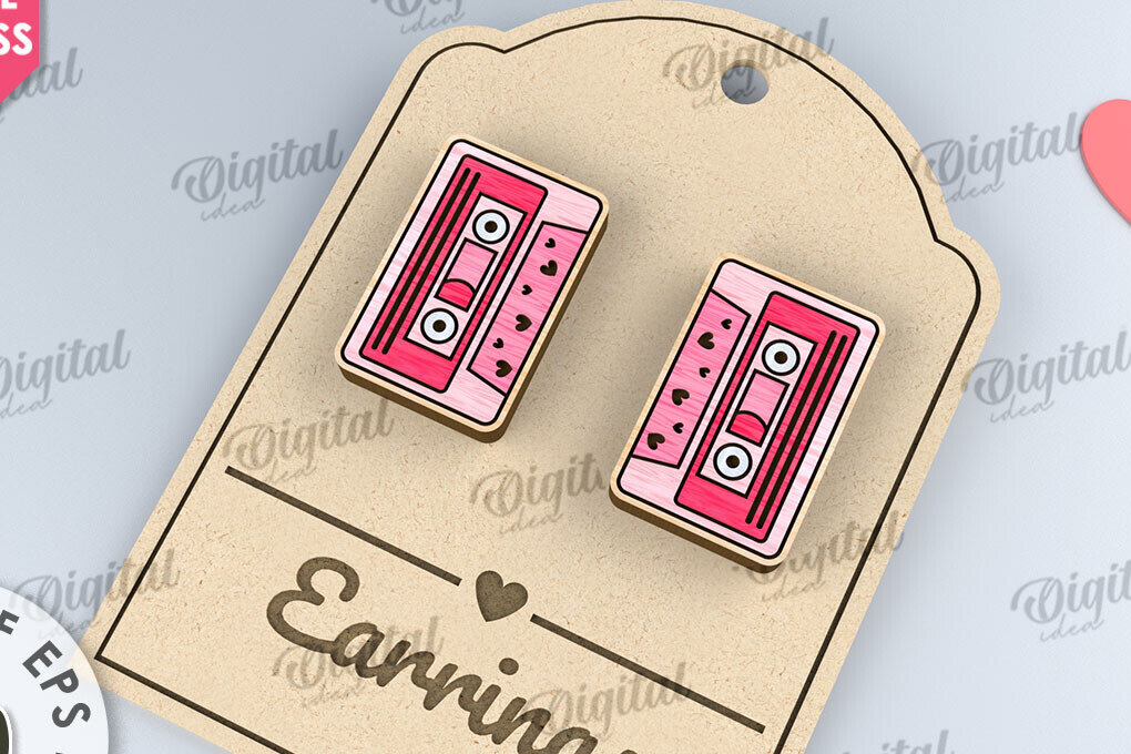 Intra απο ξύλο plywood 3mm-4mm πάχος – Σκουλαρίκια για την ημέρα του Αγίου Βαλεντίνου  κοπής με λέιζερ Δίασταση  5x5 cm INTRAFABR-110109233