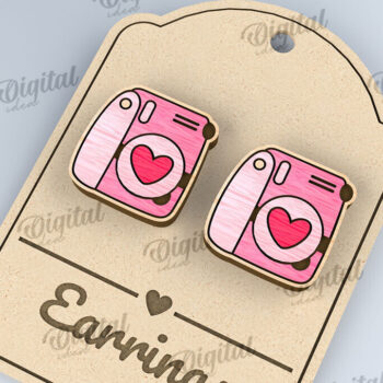 Intra απο ξύλο plywood 3mm-4mm πάχος – Σκουλαρίκια για την ημέρα του Αγίου Βαλεντίνου  κοπής με λέιζερ Δίασταση  5x5 cm INTRAFABR-110109271 - Image 1