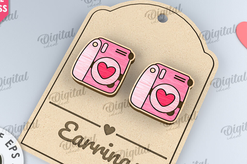 Intra απο ξύλο plywood 3mm-4mm πάχος – Σκουλαρίκια για την ημέρα του Αγίου Βαλεντίνου  κοπής με λέιζερ Δίασταση  5x5 cm INTRAFABR-110109271