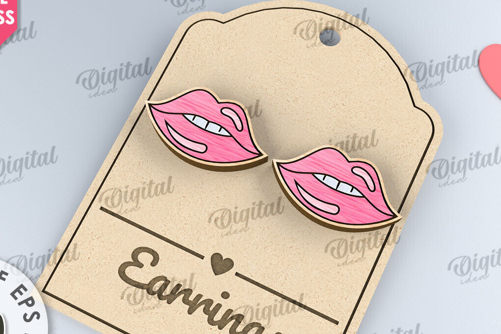 Intra απο ξύλο plywood 3mm-4mm πάχος – Σκουλαρίκια για την ημέρα του Αγίου Βαλεντίνου  κοπής με λέιζερ Δίασταση  5x5 cm INTRAFABR-110109291