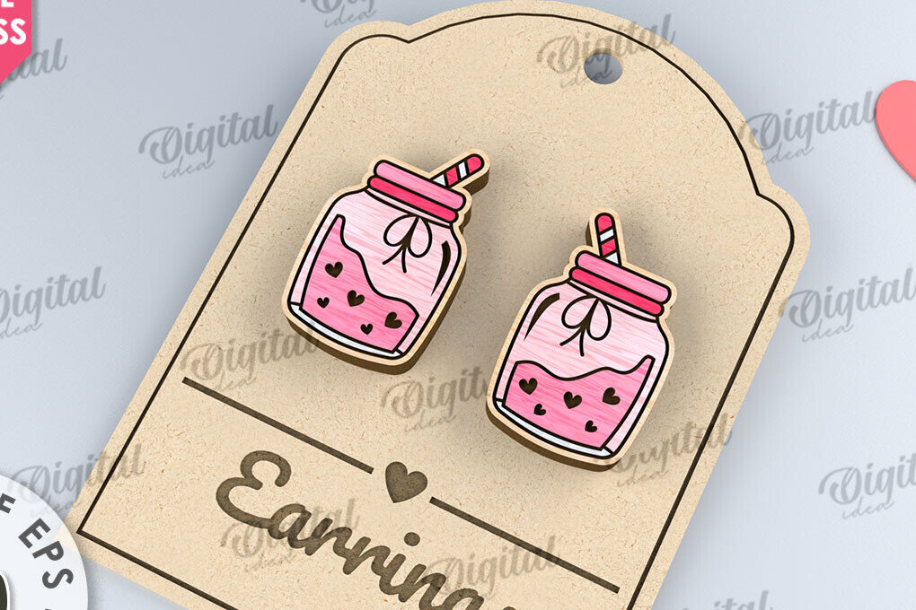 Intra απο ξύλο plywood 3mm-4mm πάχος – Σκουλαρίκια για την ημέρα του Αγίου Βαλεντίνου  κοπής με λέιζερ Δίασταση  5x5 cm INTRAFABR-110109311