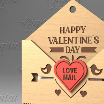 Intra απο ξύλο plywood 3mm-4mm πάχος – Κάτοχος δωροκάρτας με φάκελο για την ημέρα του Αγίου Βαλεντίνου Δίασταση  20x20 cm INTRAFABR-84070470 - Image 1